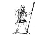 Greek soldier with shield and javlins